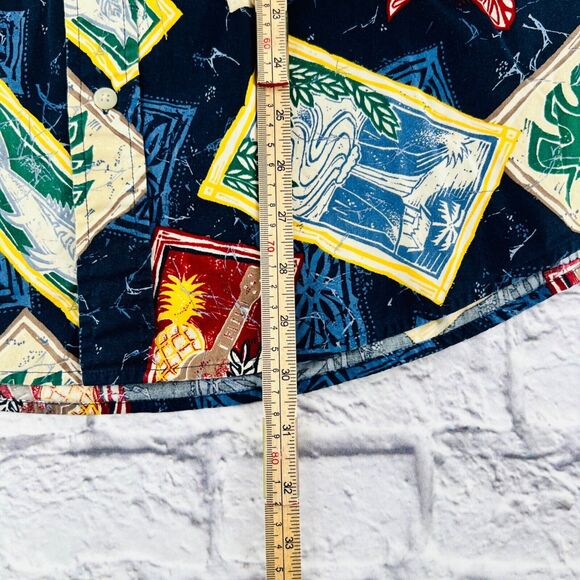 Natural Issue Wrinkle Free Hawaiian Button Up Shirt XL Dark Blue Short Sleeve - Picture 7 of 8